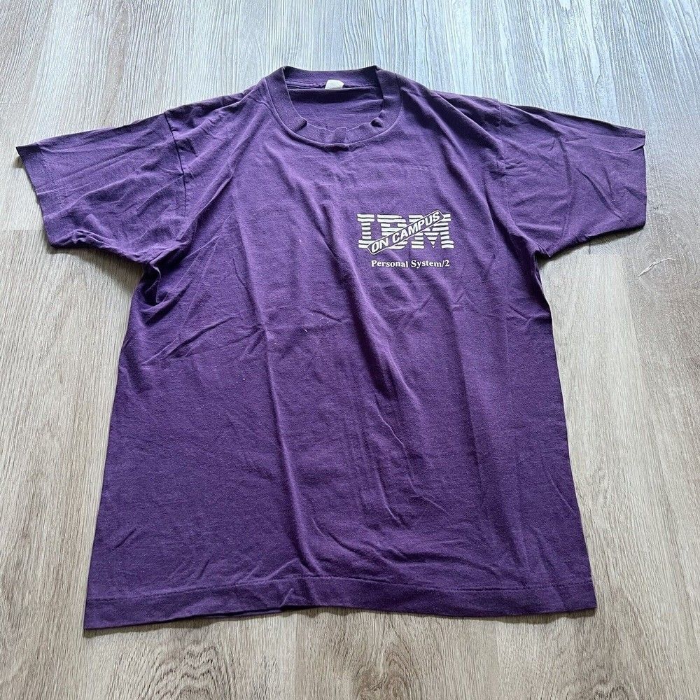 Vintage 80s IBM Personal System 2 Computers On Campus Shirt Size Small Purple